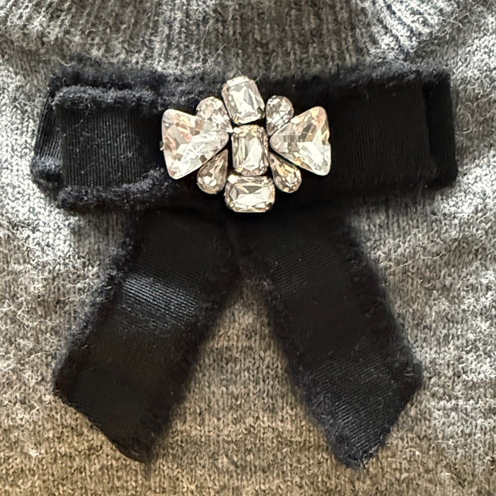 CeCe Mock Neck embellished Bow Sweater Dress size Small in Gray - Picture 5 of 8